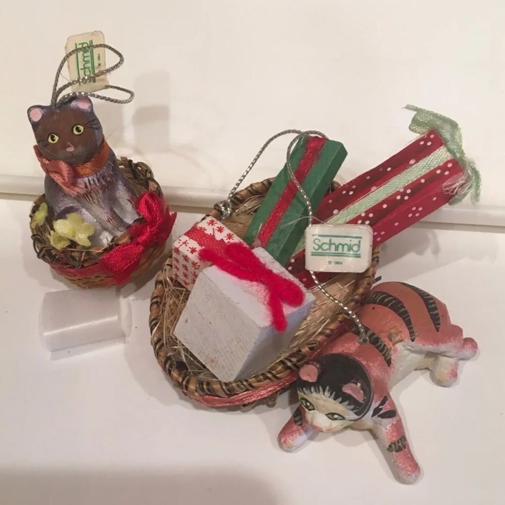 2 Schmid Cat Ornaments